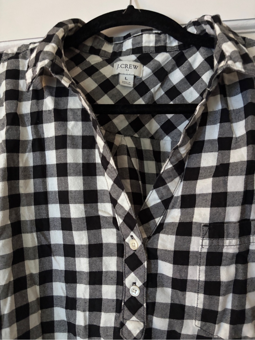 J.Crew Black & White Check Flannel Shirt pull over